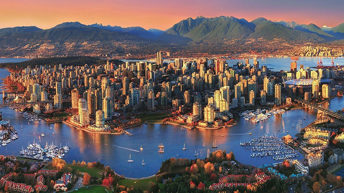 Mesmerizing Aerial Sunset Over Vancouver, British Columbia